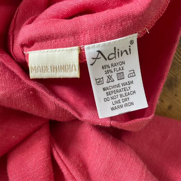 NEW Adini Womens Linen Blend Capri Pant M Vintage Pink Beachy Lagenlook Boho - Picture 6 of 9